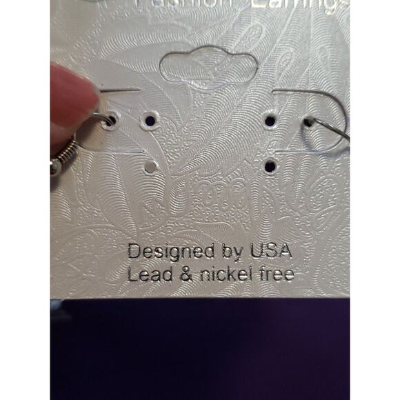 Purple Skull Long Dangle Earrings Halloween Bikercore Punkcore Rocker Goth Boho - Picture 5 of 5